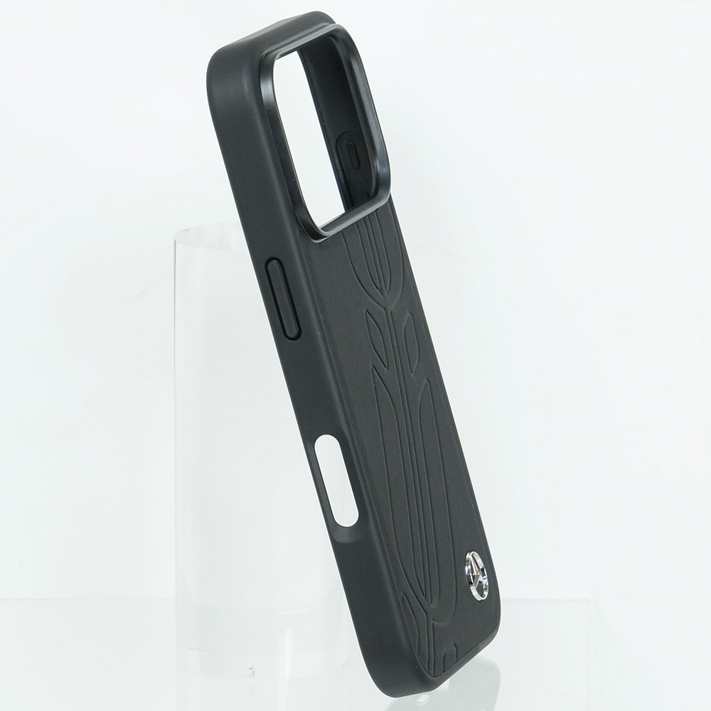 メルセデスベンツ iPhone 17Pro レザー バックカバー ラージ ローレル模様 ブラック マグセーフ対応 MEHMP17L25ROOLK