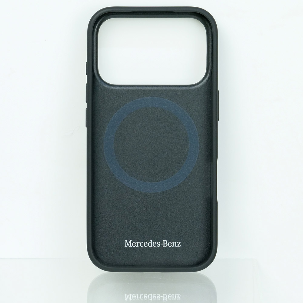 メルセデスベンツ iPhone 17Pro レザー バックカバー ラージ ローレル模様 ブラック マグセーフ対応 MEHMP17L25ROOLK