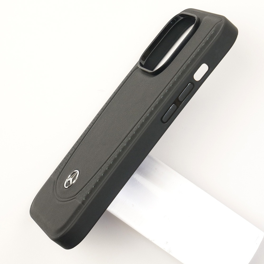 メルセデスベンツ iPhone 14Pro マグセーフ レザー パンチング バックカバー ブラック MEHMP14LARMBK