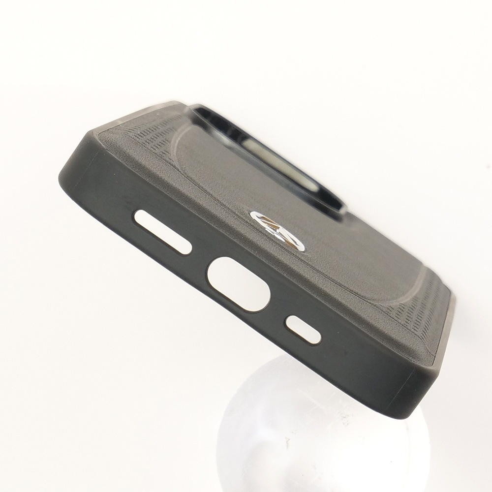 メルセデスベンツ iPhone 14Pro マグセーフ レザー パンチング バックカバー ブラック MEHMP14LARMBK