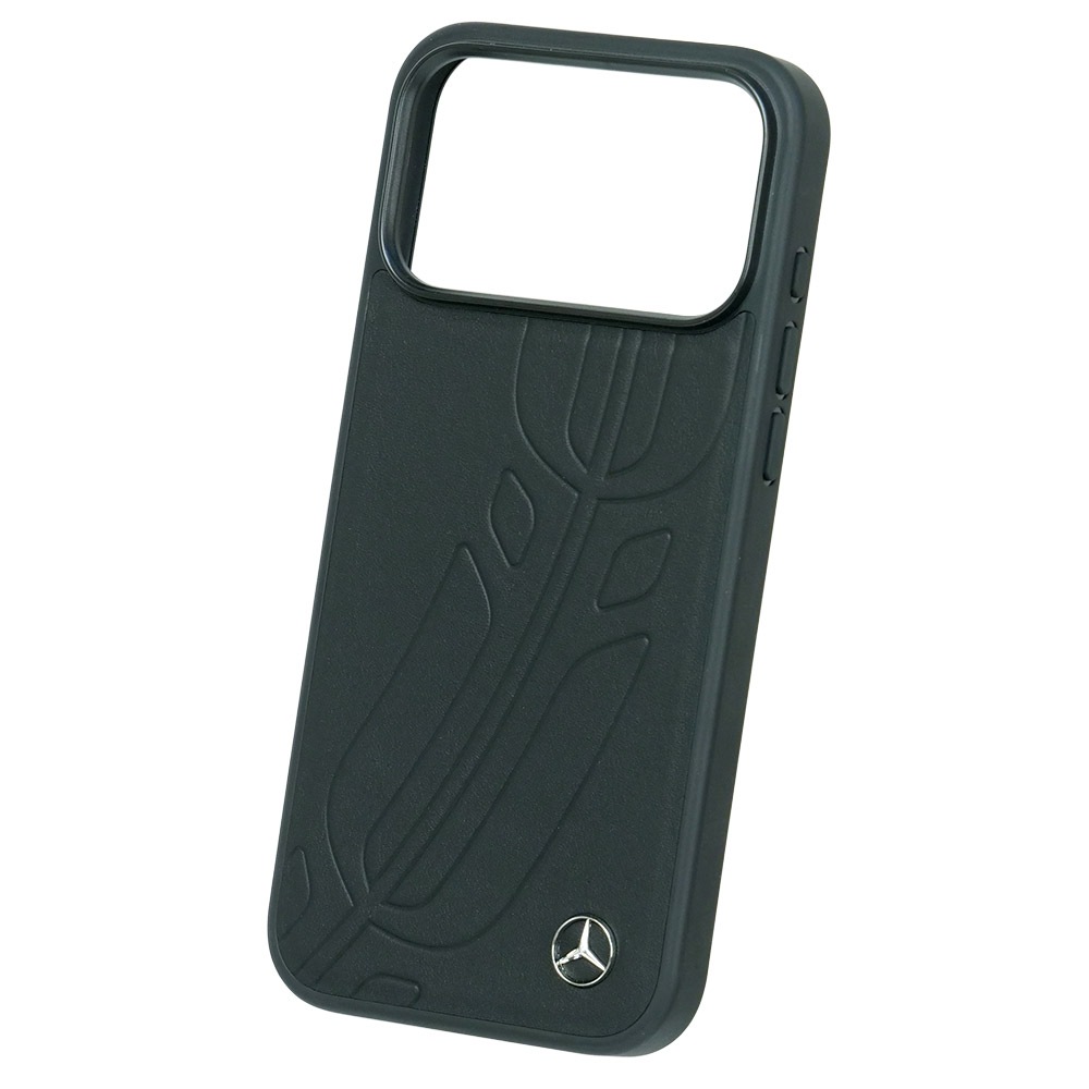メルセデスベンツ iPhone 17ProMax レザー バックカバー ラージ ローレル模様 ブラック マグセーフ対応 MEHMP17X25ROOLK