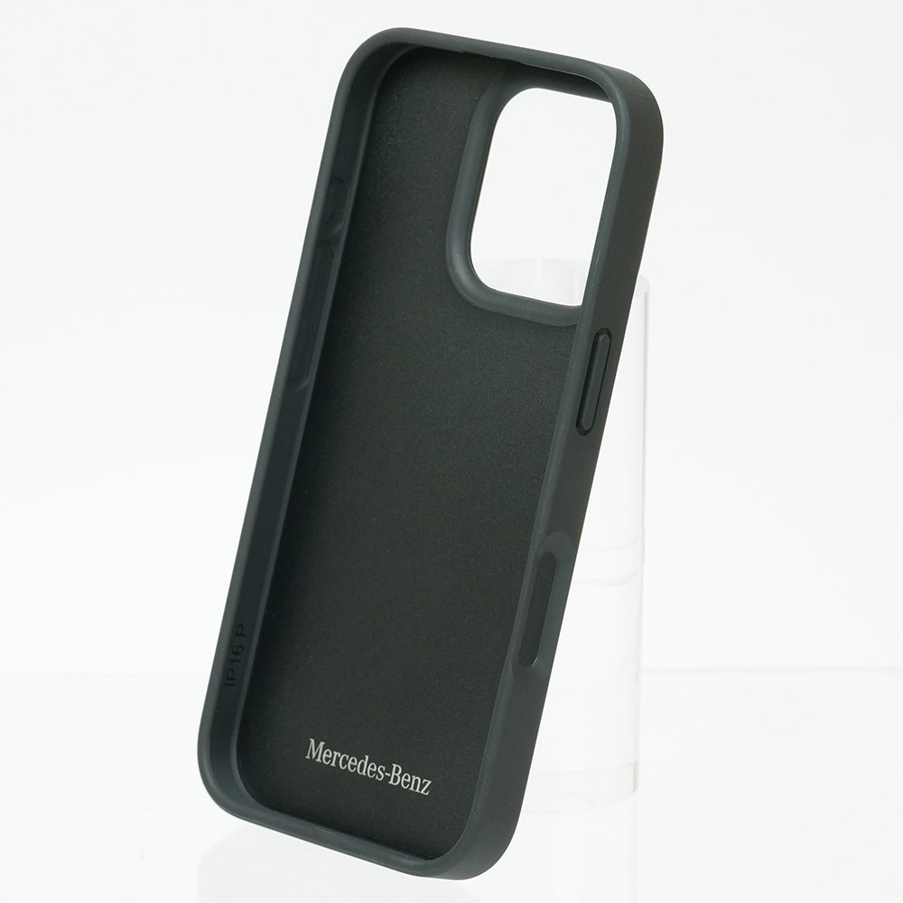 メルセデスベンツ iPhone 16Pro レザーバックカバー WITH WAVES ブラック MEHCP16L23RWRSK
