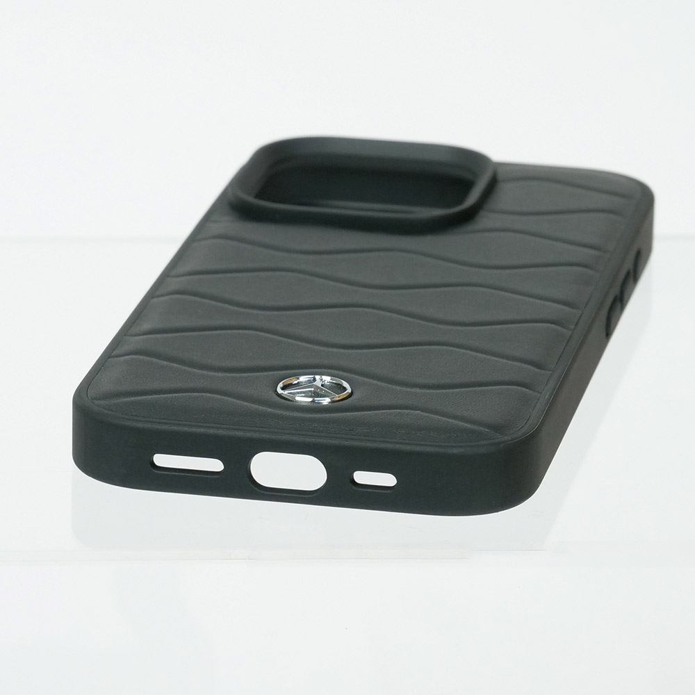 メルセデスベンツ iPhone 16Pro レザーバックカバー WITH WAVES ブラック MEHCP16L23RWRSK