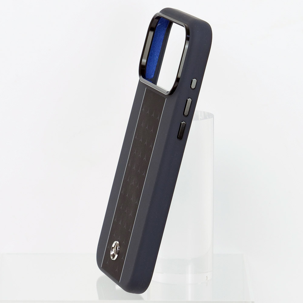 メルセデスベンツ iPhone 17ProMax レザー バックカバー 星形模様 ホワイトライン ブラック マグセーフ対応 MEHMP17X25LSMSSK