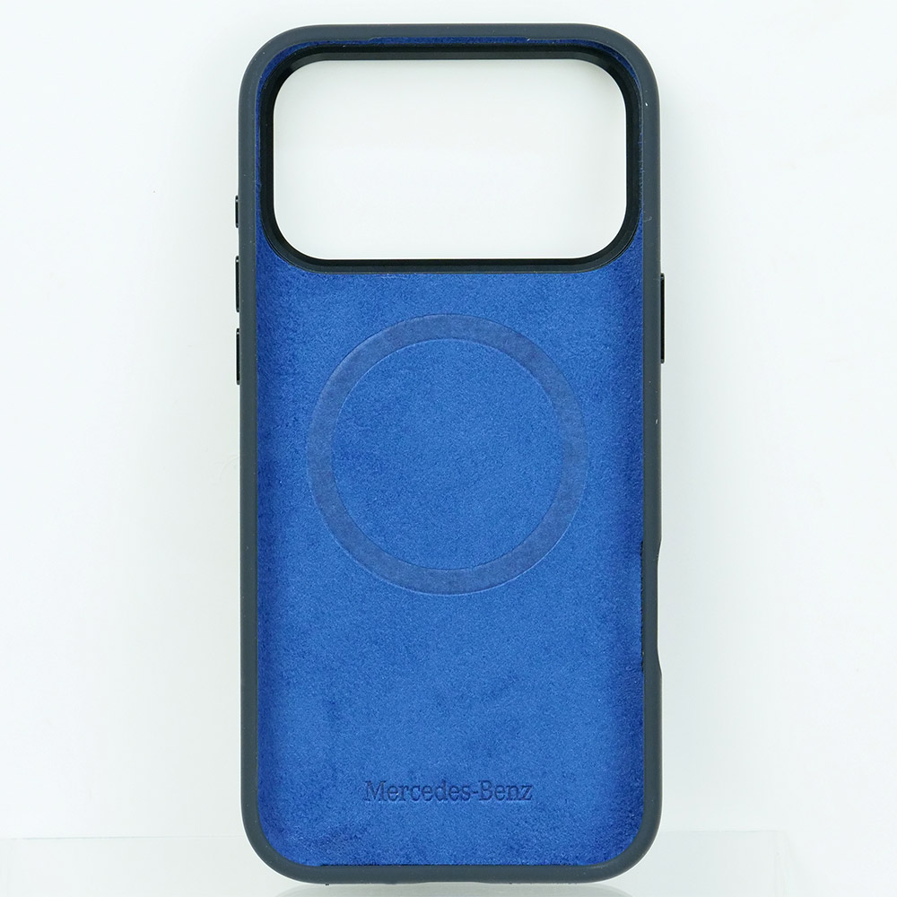 メルセデスベンツ iPhone 17ProMax レザー バックカバー 星形模様 ホワイトライン ブラック マグセーフ対応 MEHMP17X25LSMSSK