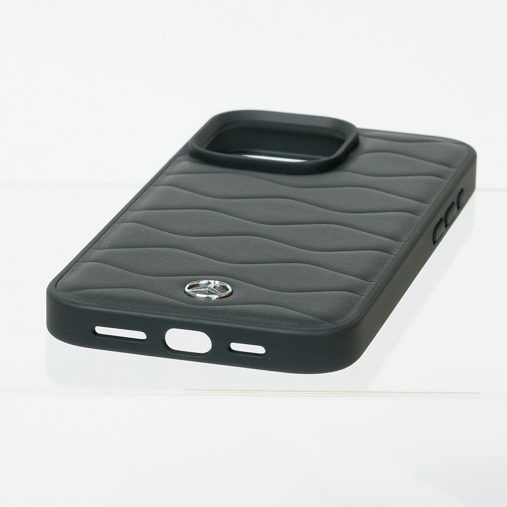 メルセデスベンツ iPhone 16ProMax レザーバックカバー WITH WAVES ブラック MEHCP16X23RWRSK