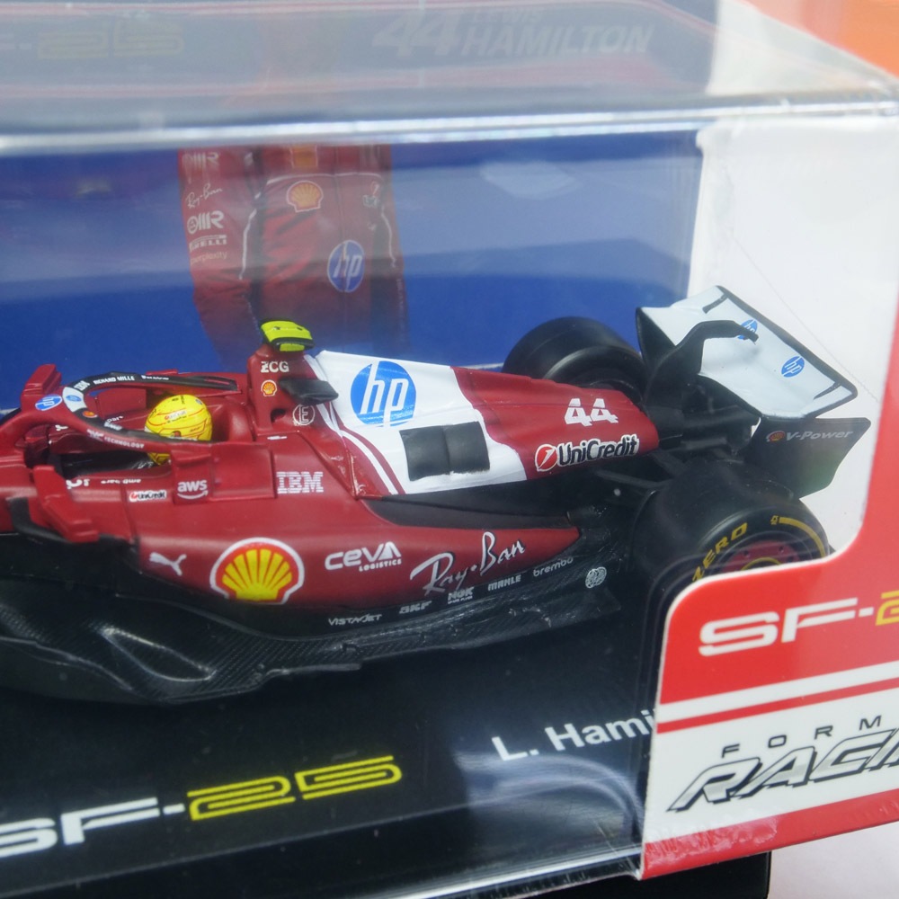 Bburago 1/43スケール スクーデリア フェラーリ HP SF25 L.ハミルトン 2025 ドライバー付 クリアケース レッド 18-36852H