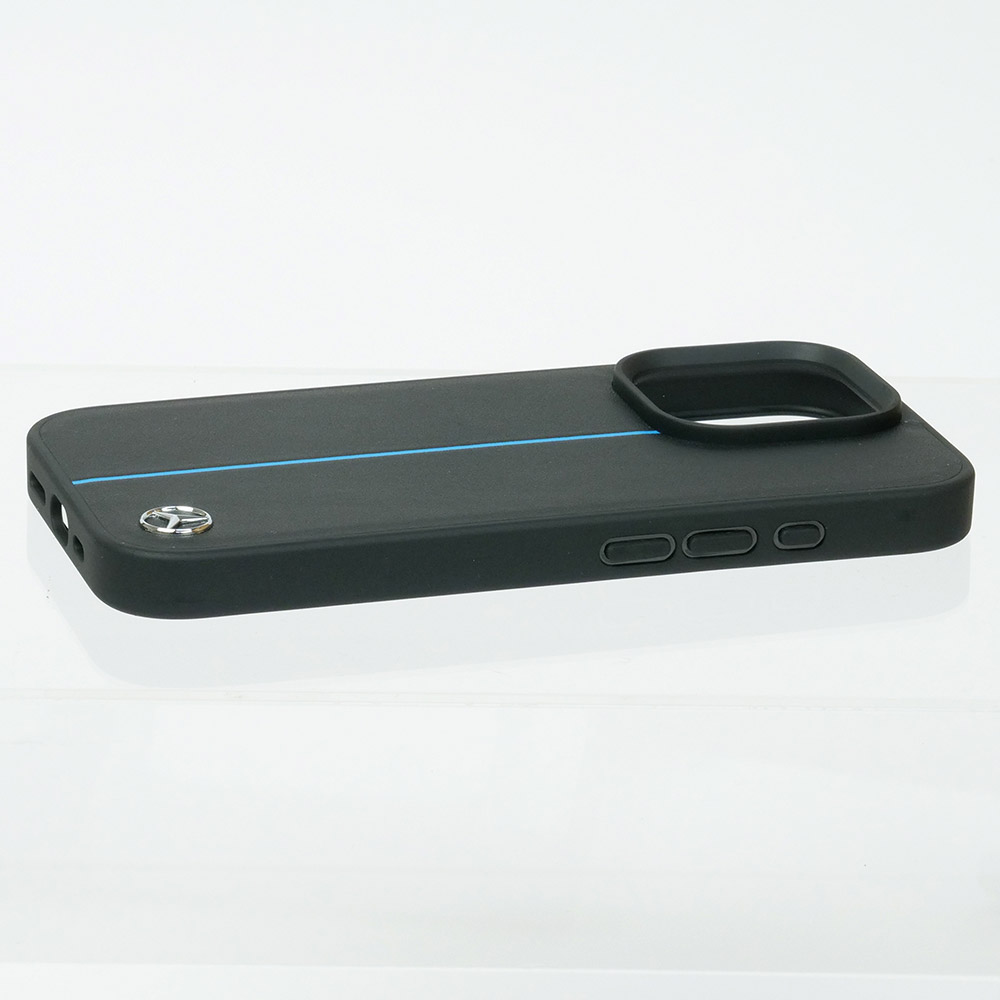 メルセデスベンツ iPhone 16Pro マグセーフ ブルーライン レザーバックカバー ブラック MEHMP16L23RURBK