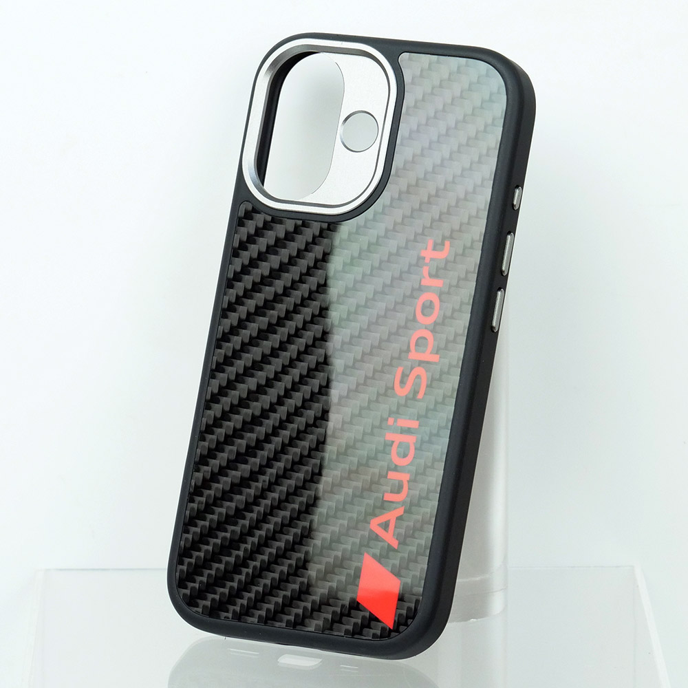 アウディ iPhone 17 リアルカーボン バックカバー ブラック マグセーフ対応 AUS-TPUPCMIP17-R8/D2-BK