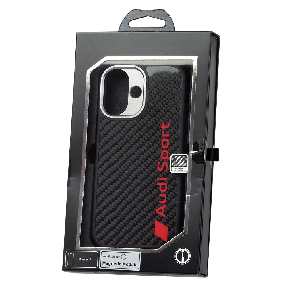 アウディ iPhone 17 リアルカーボン バックカバー ブラック マグセーフ対応 AUS-TPUPCMIP17-R8/D2-BK