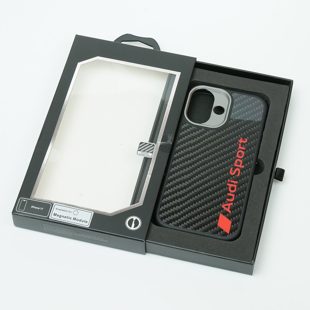 アウディ iPhone 17 リアルカーボン バックカバー ブラック マグセーフ対応 AUS-TPUPCMIP17-R8/D2-BK