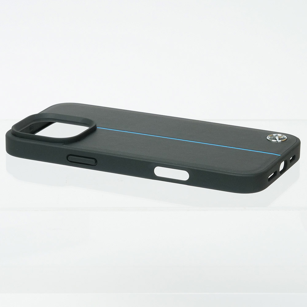 メルセデスベンツ iPhone 16ProMax マグセーフ ブルーライン レザーバックカバー ブラック MEHMP16X23RURBK