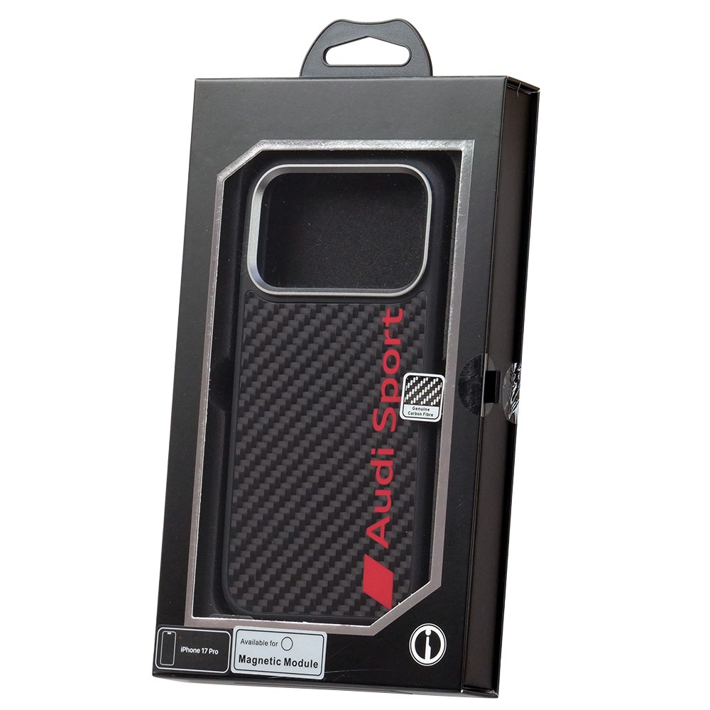 アウディ iPhone 17Pro リアルカーボン バックカバー ブラック マグセーフ対応 AUS-TPUPCMIP17P-R8/D2-BK