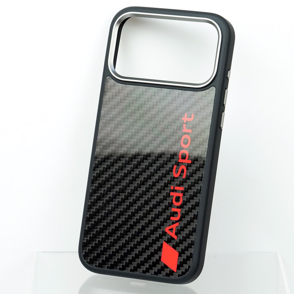 アウディ iPhone 17ProMax リアルカーボン バックカバー ブラック マグセーフ対応 AUS-TPUPCMIP17PM-R8/D2-BK