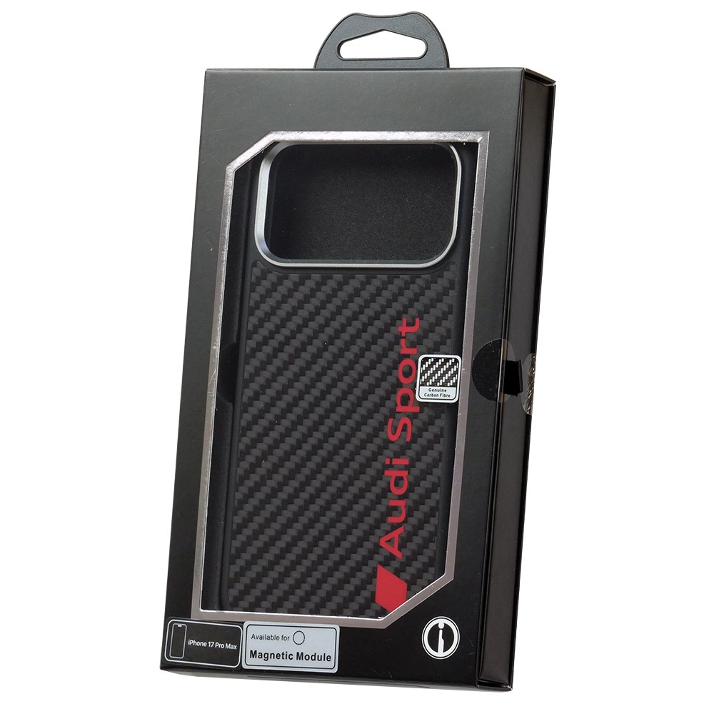 アウディ iPhone 17ProMax リアルカーボン バックカバー ブラック マグセーフ対応 AUS-TPUPCMIP17PM-R8/D2-BK