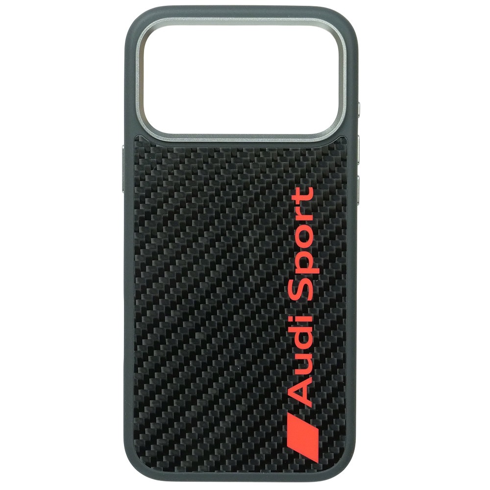 アウディ iPhone 17ProMax リアルカーボン バックカバー ブラック マグセーフ対応 AUS-TPUPCMIP17PM-R8/D2-BK