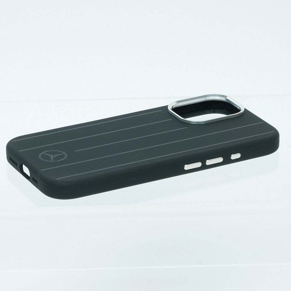 メルセデスベンツ iPhone 16 マグセーフ シリコン バックカバー ストライプ ブラック MEHMP16S23SUVSK