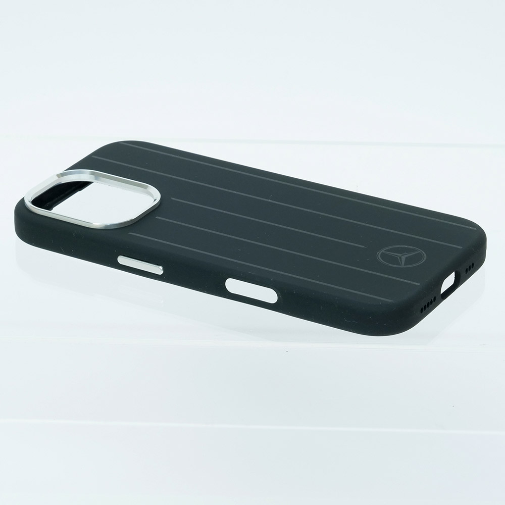 メルセデスベンツ iPhone 16 マグセーフ シリコン バックカバー ストライプ ブラック MEHMP16S23SUVSK