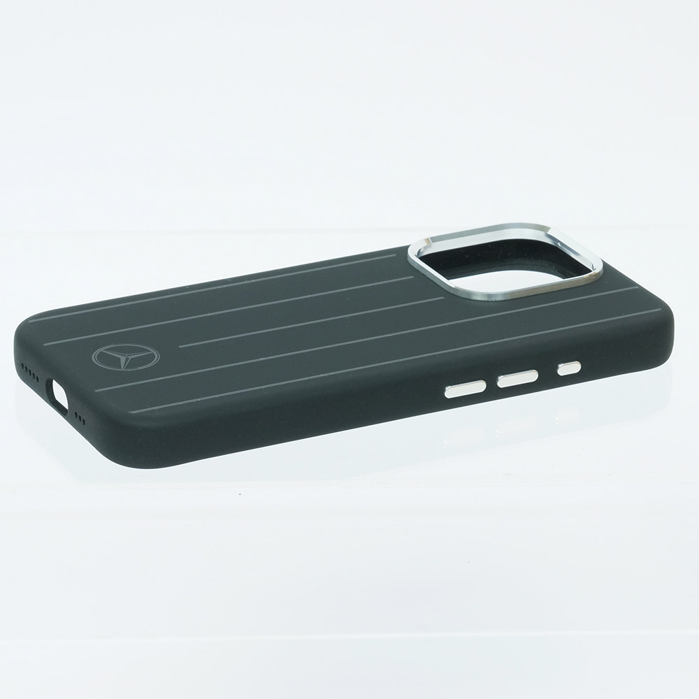 メルセデスベンツ iPhone 16Pro マグセーフ シリコン バックカバー ストライプ ブラック MEHMP16L23SUVSK