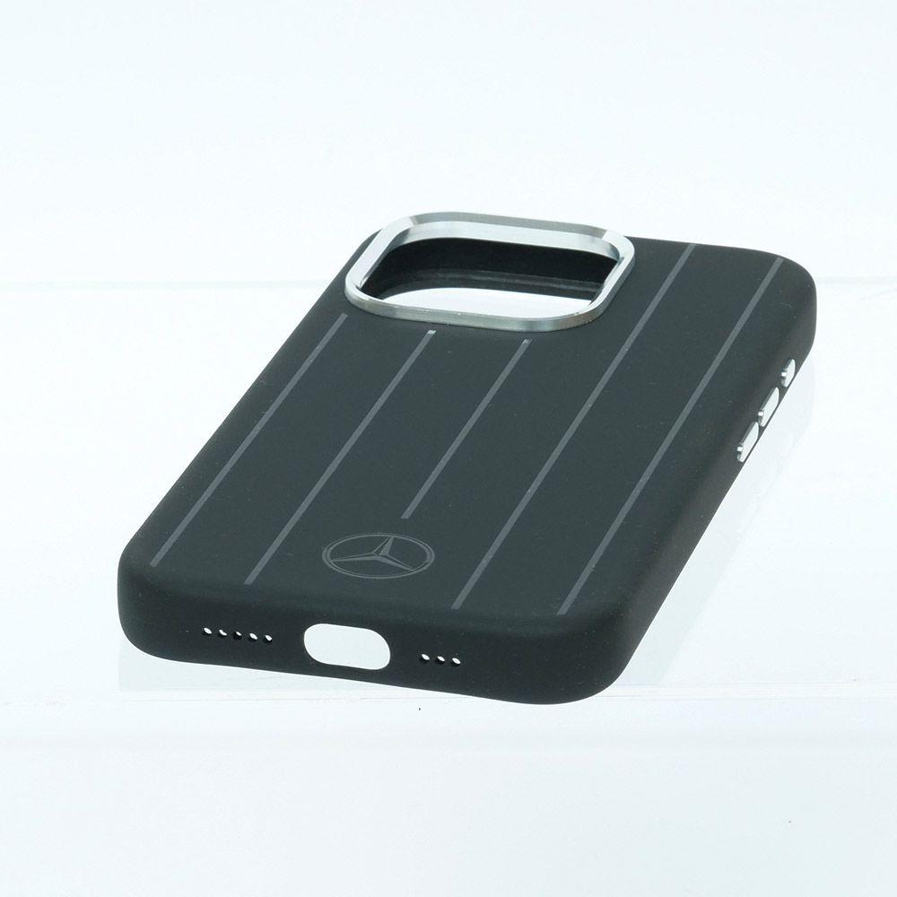 メルセデスベンツ iPhone 16Pro マグセーフ シリコン バックカバー ストライプ ブラック MEHMP16L23SUVSK