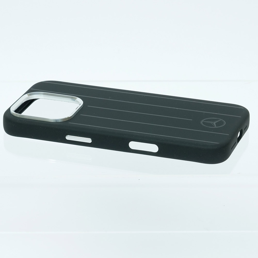 メルセデスベンツ iPhone 16Pro マグセーフ シリコン バックカバー ストライプ ブラック MEHMP16L23SUVSK