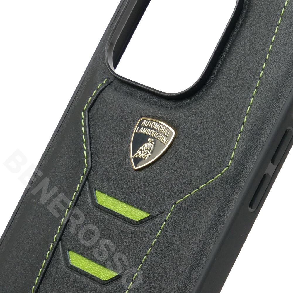 ランボルギーニ iPhone14Pro レザー バックカバー ウラカン D16 グリーン LB-TPUPCIP14P-HU/D16-GN