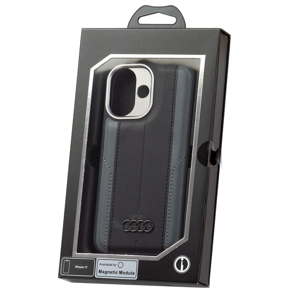 アウディ iPhone 17 合成皮革 バックカバー ブラック マグセーフ対応 AU-TPUPCMIP17-A6/D1-BK