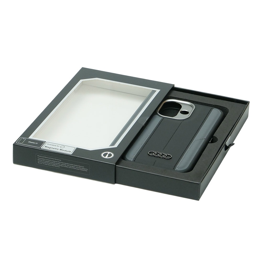 アウディ iPhone 17 合成皮革 バックカバー ブラック マグセーフ対応 AU-TPUPCMIP17-A6/D1-BK