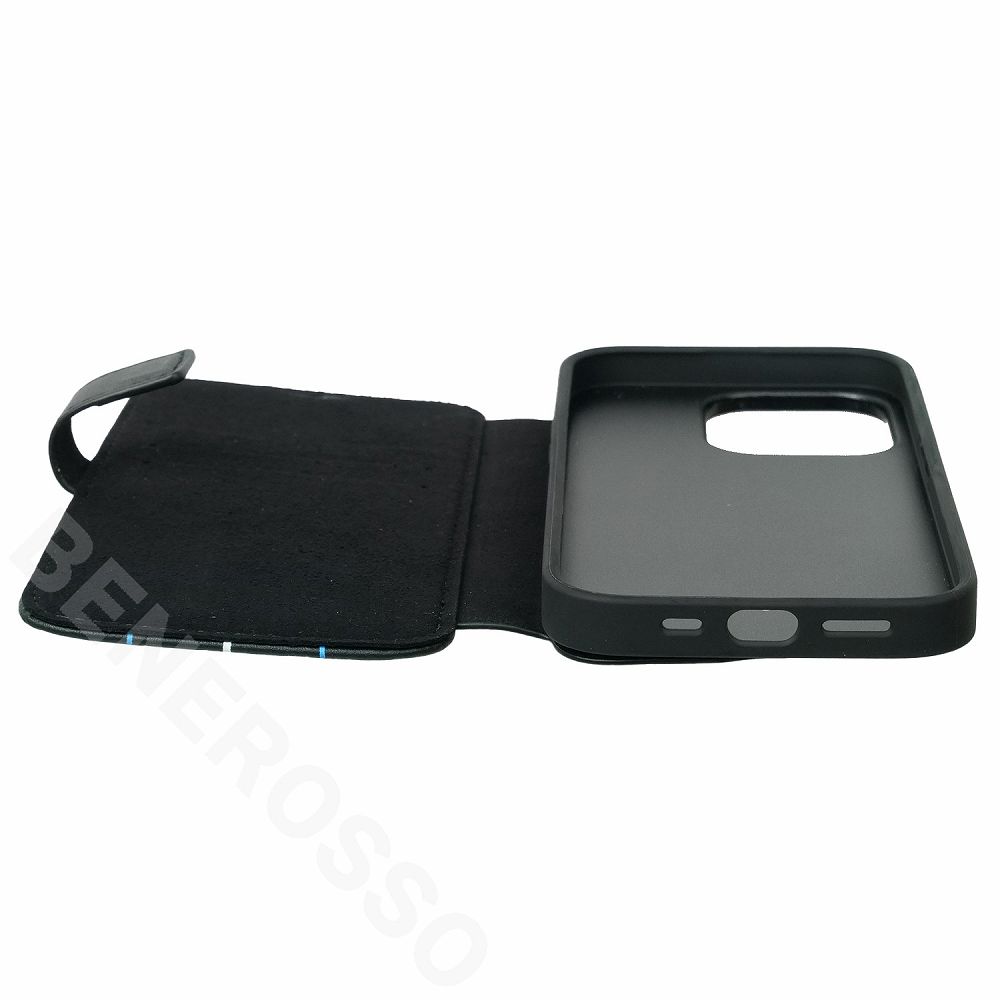 BMW iPhone 14Pro レザー ブックタイプケース HOT STAMP LINES ブラック BMBKP14L22RVSK