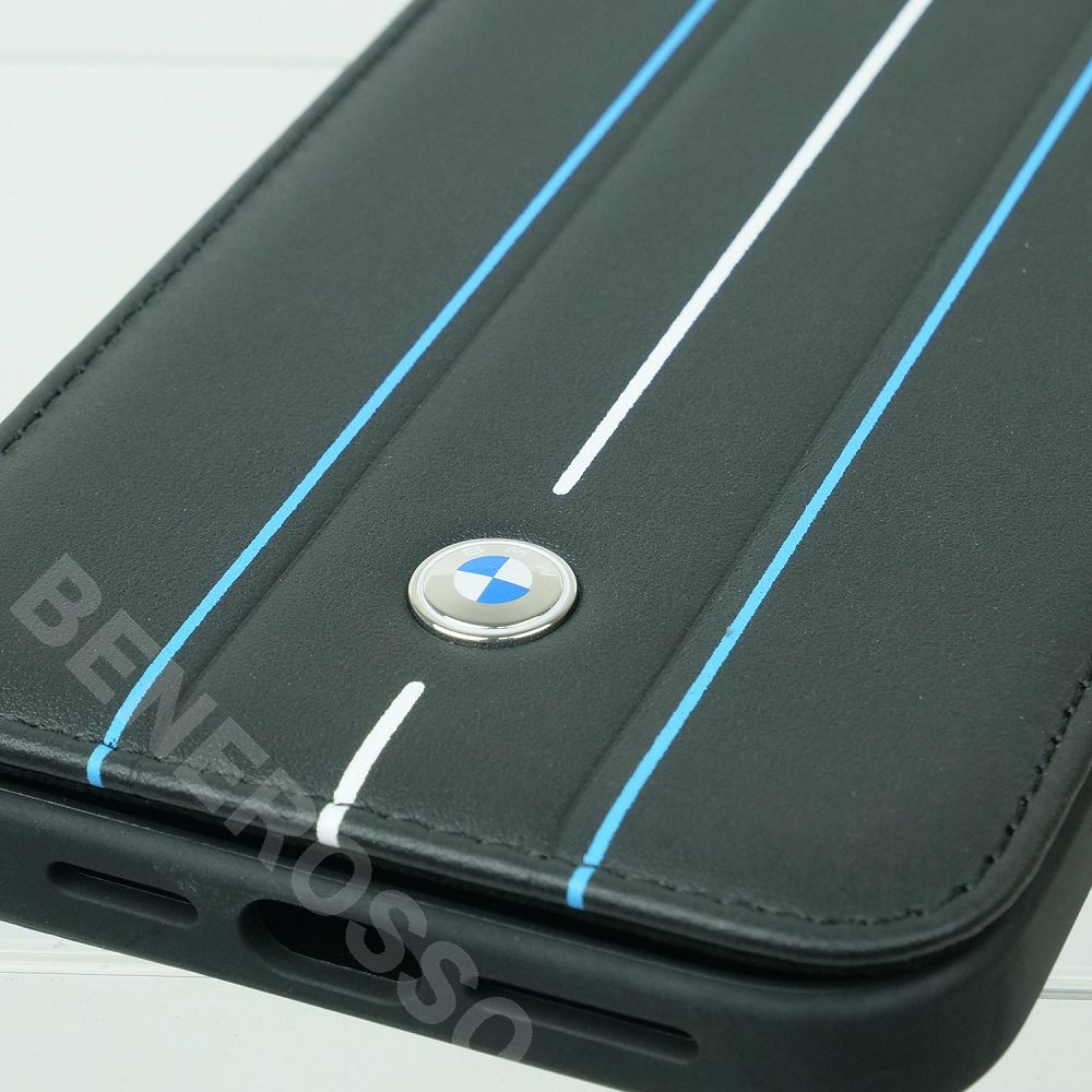BMW iPhone 14ProMax レザー ブックタイプケース HOT STAMP LINES