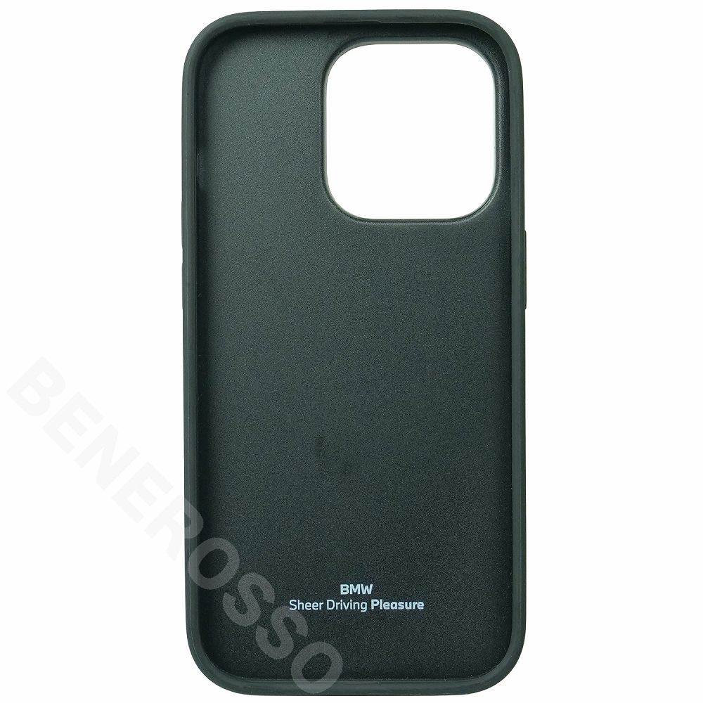 BMW iPhone 14Pro レザー バックカバー BIG LOGO STRIPE ブラック BMHCP14L22RDPK