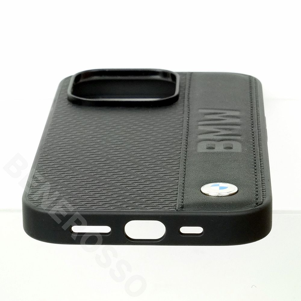 BMW iPhone 14Pro レザー バックカバー BIG LOGO STRIPE ブラック BMHCP14L22RDPK