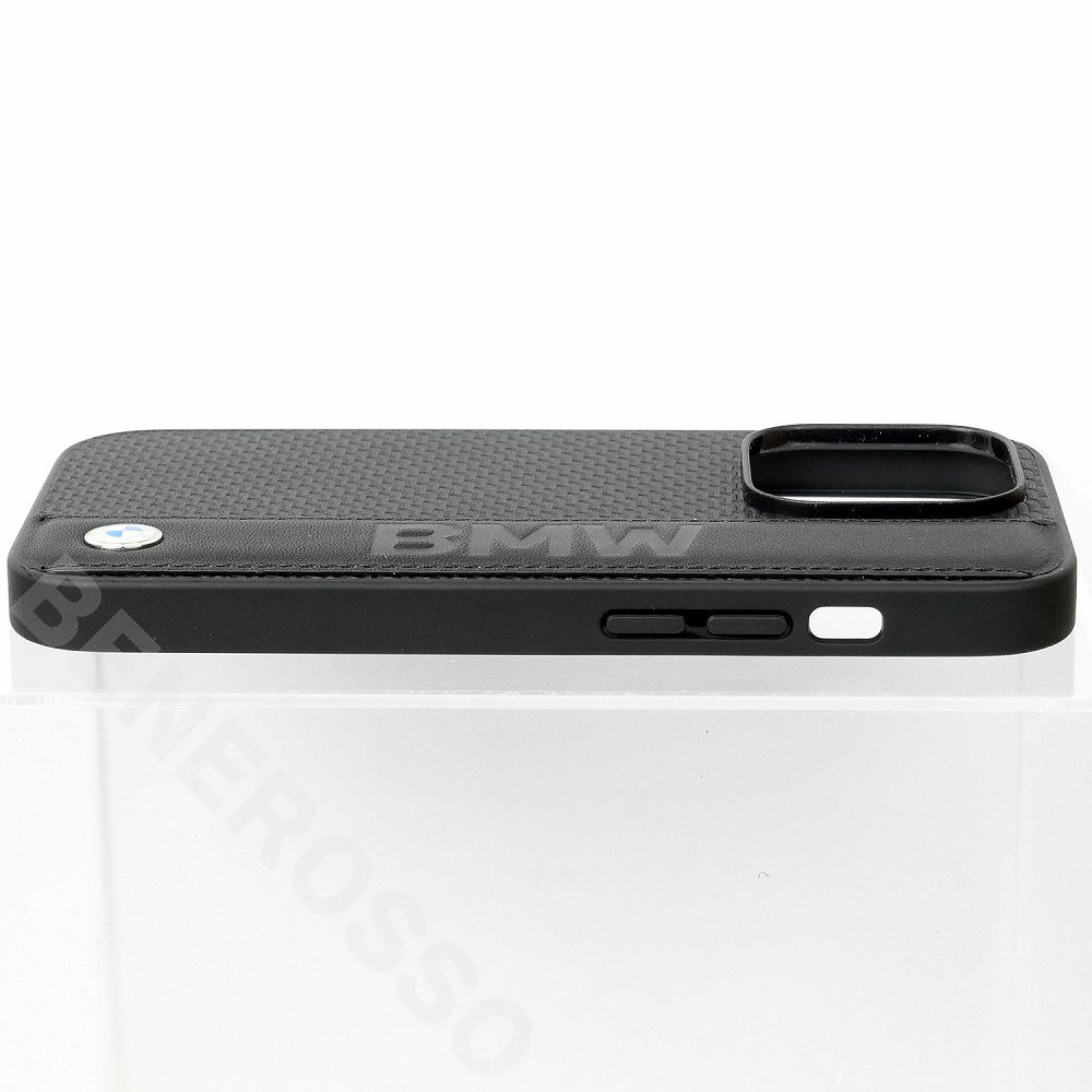 BMW iPhone 14Pro レザー バックカバー BIG LOGO STRIPE ブラック BMHCP14L22RDPK