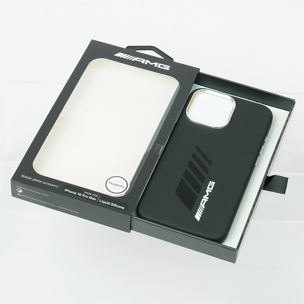 AMG iPhone 16ProMax マグセーフ シリコン バックカバー ブラック AMHMP16X24SORYK