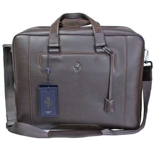 フェラーリ プランシングホース クラシックレザー ビジネス&トラベルバッグ ブラウン