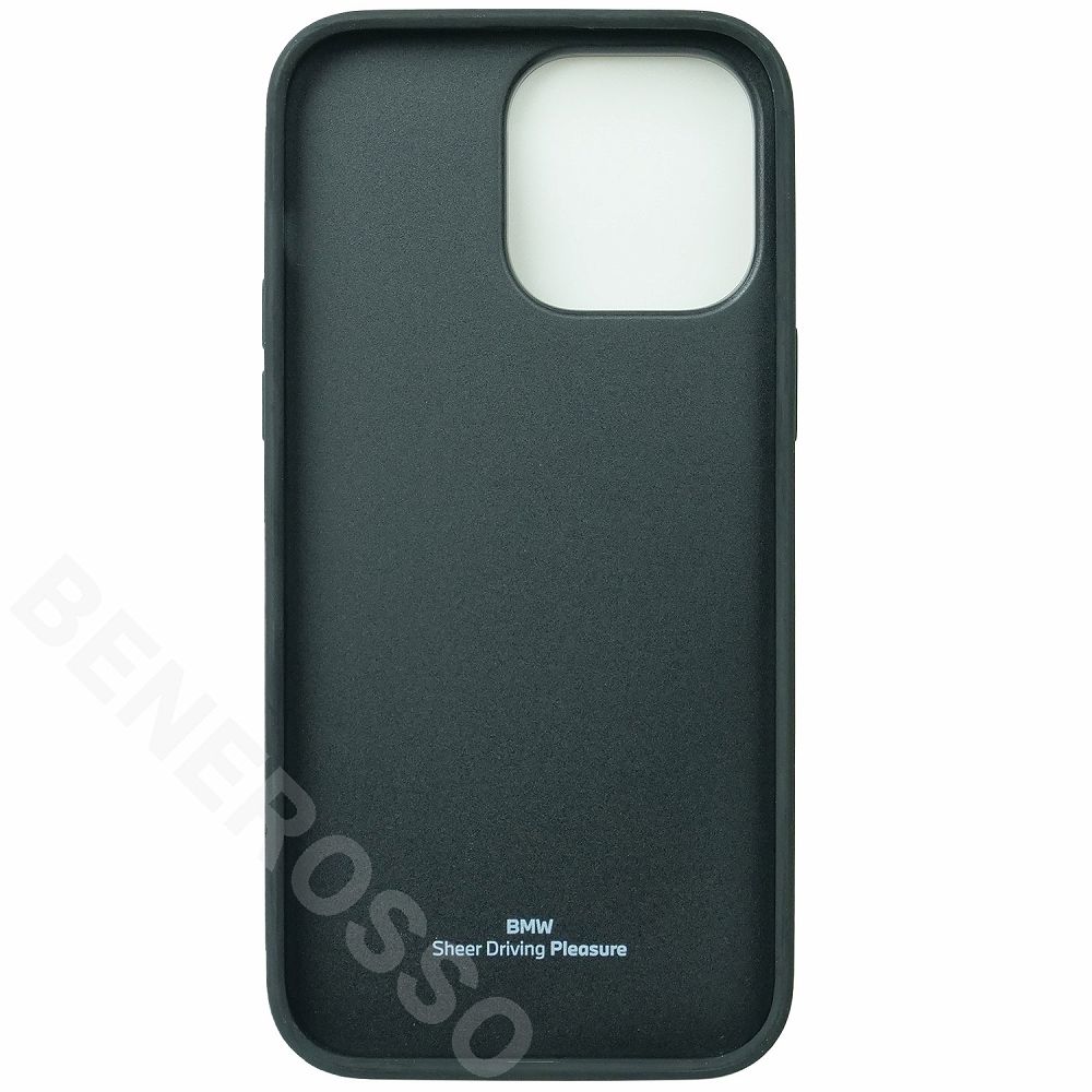 BMW iPhone 14ProMax レザー バックカバー BIG LOGO STRIPE ブラック BMHCP14X22RDPK
