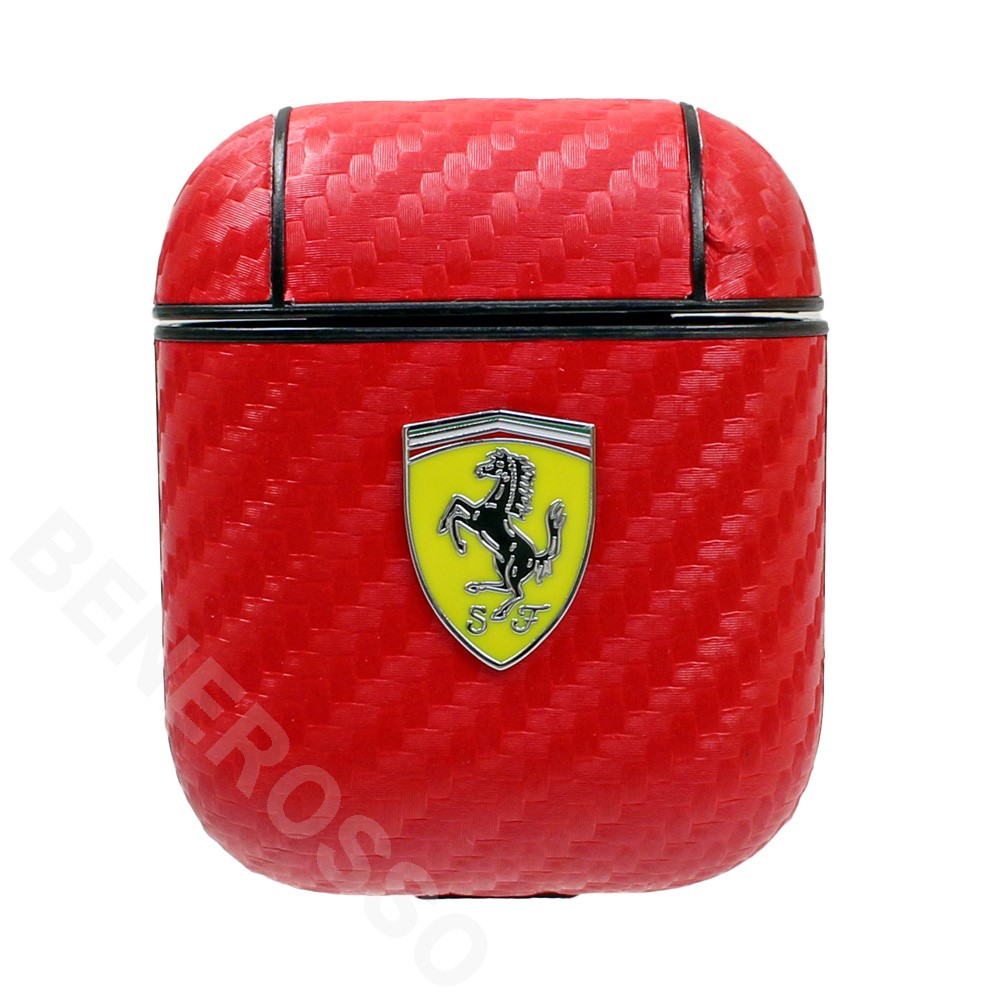 フェラーリ AirPods 1-2 ケース カーボン調 レッド FESA2CARE