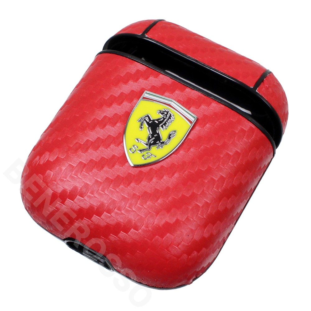フェラーリ AirPods 1-2 ケース カーボン調 レッド FESA2CARE