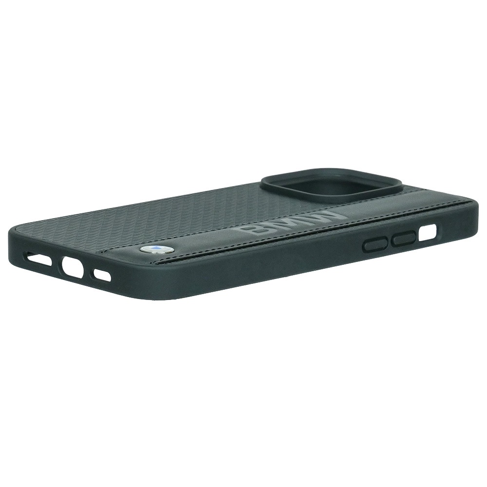 BMW iPhone 15ProMax レザー バックカバー BIG LOGO STRIPE ブラック BBMHCP15X22RDPK