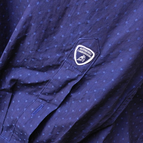 ランボルギーニ メンズ インディゴ ウォッシュ スリム フィット シャツ ネイビー 9011876CCU139