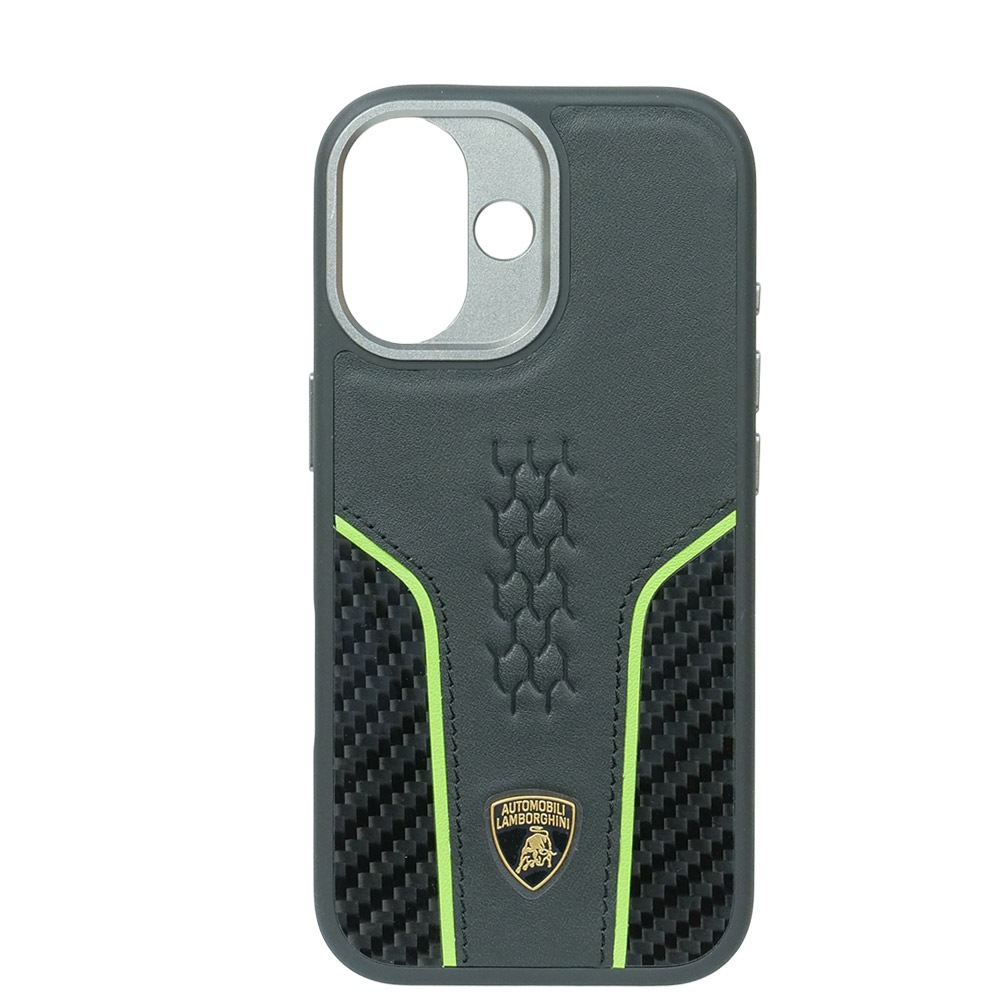 ランボルギーニ iPhone 17 レザー＆リアルカーボン バックカバー ウラカン D21 グリーン マグセーフ対応 LB-TPUPCMIP17-HU/D21-GN