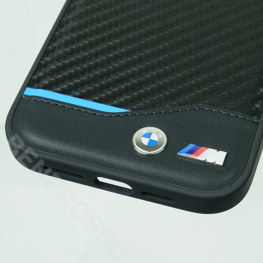 BMW iPhone 14ProMax PUカーボン調 バックカバー ブラック BMHCP14X22NBCK
