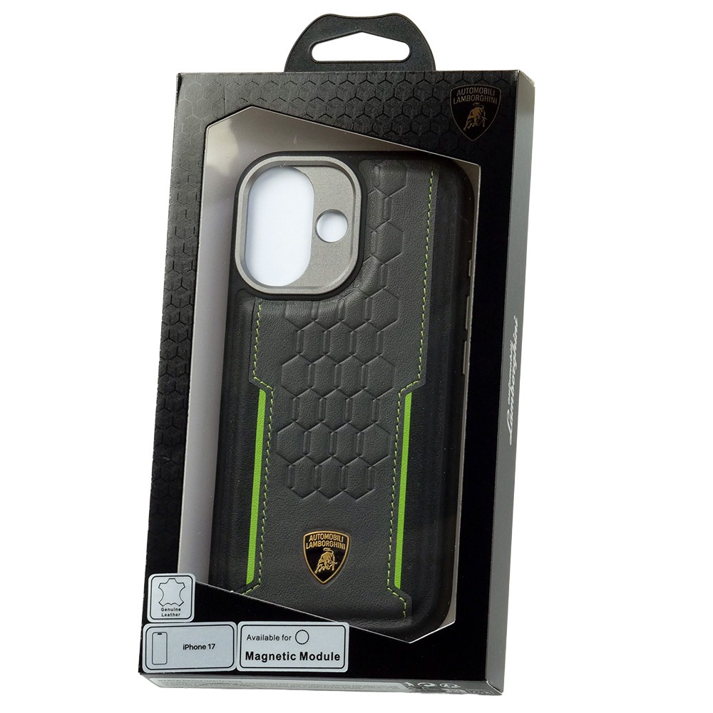 ランボルギーニ iPhone 17 レザー バックカバー レヴエルト D1 グリーン マグセーフ対応 LB-TPUPCMIP17-RE/D1-GN