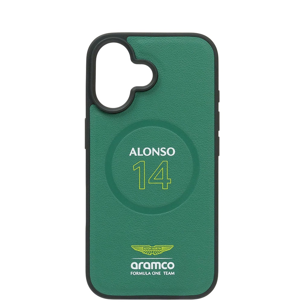 アストンマーチン アラムコ F1チーム iPhone16 マグセーフ レザー バックカバー F.アロンソ グリーン ARHMP16SPNAAN