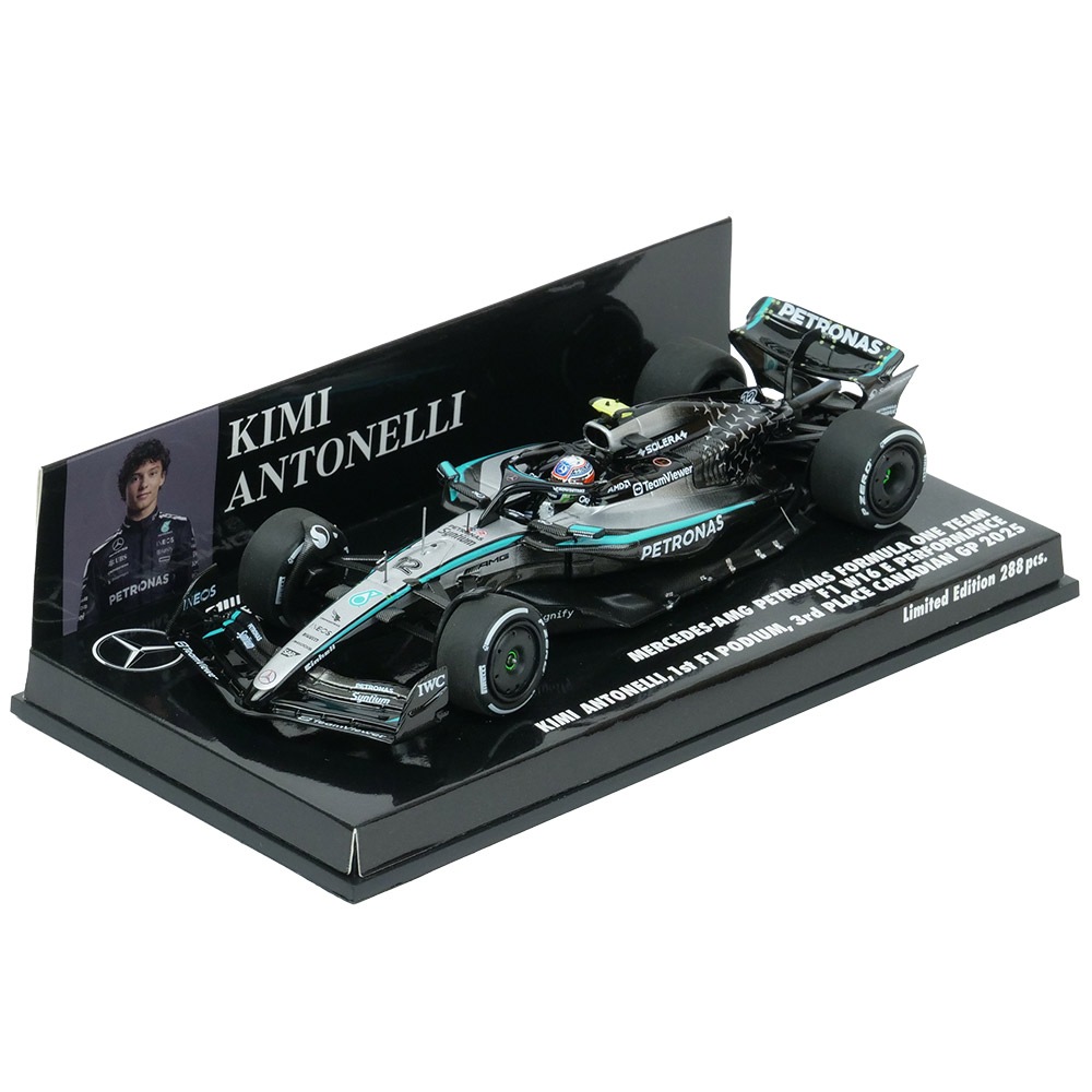MINICHAMPS 1/43スケール メルセデスAMG ペトロナス F1チーム W16 E パフォーマンス K.アントネッリ カナダGP 2025 3位入賞 シルバー 417251012