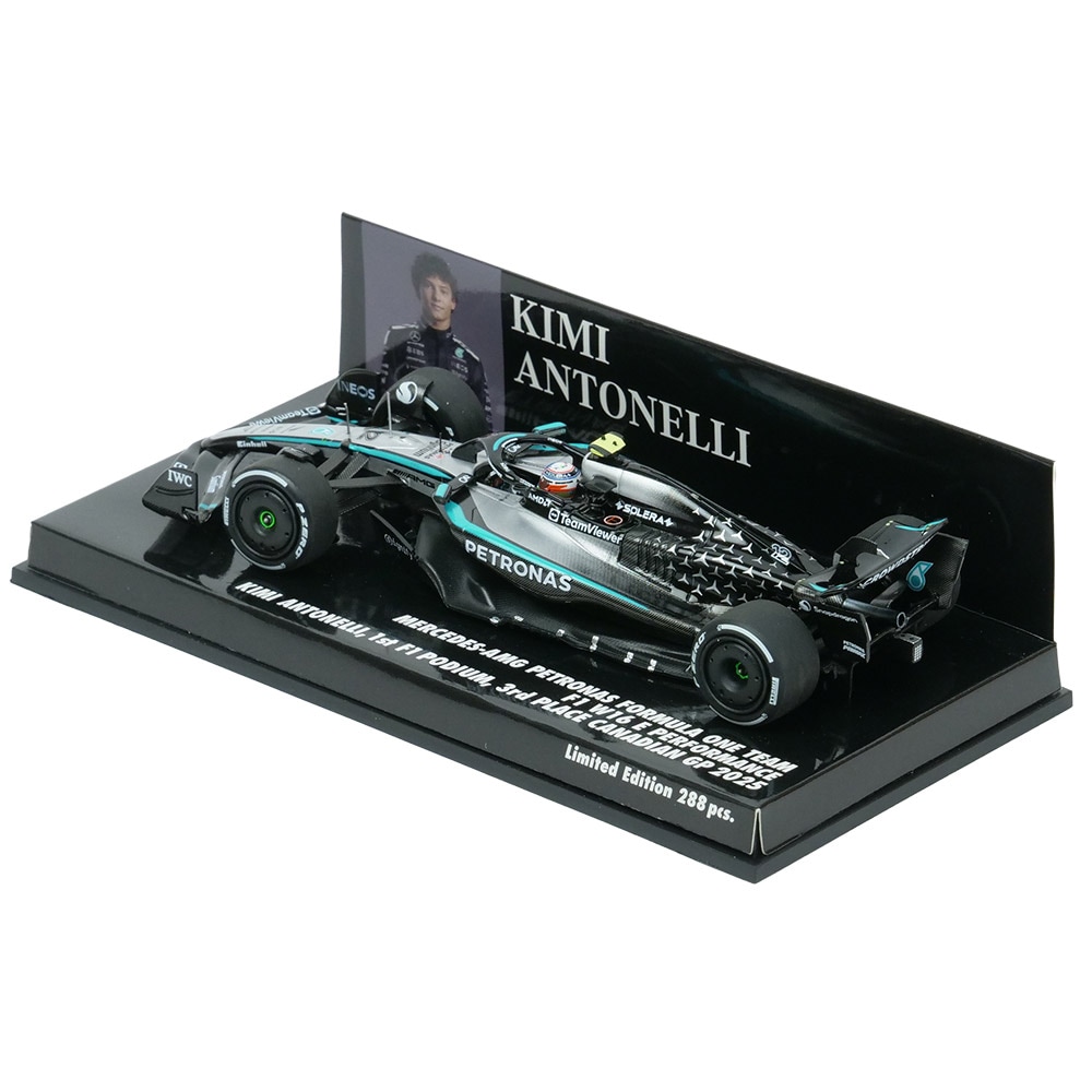 MINICHAMPS 1/43スケール メルセデスAMG ペトロナス F1チーム W16 E パフォーマンス K.アントネッリ カナダGP 2025 3位入賞 シルバー 417251012