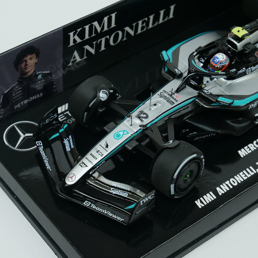 MINICHAMPS 1/43スケール メルセデスAMG ペトロナス F1チーム W16 E パフォーマンス K.アントネッリ カナダGP 2025 3位入賞 シルバー 417251012