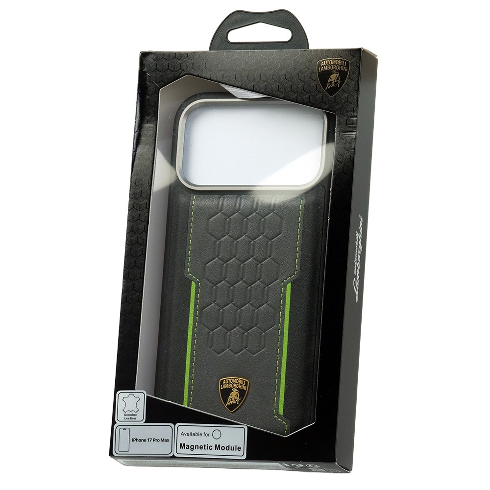 ランボルギーニ iPhone 17ProMax レザー バックカバー レヴエルト D1 グリーン マグセーフ対応 LB-TPUPCMIP17PM-RE/D1-GN