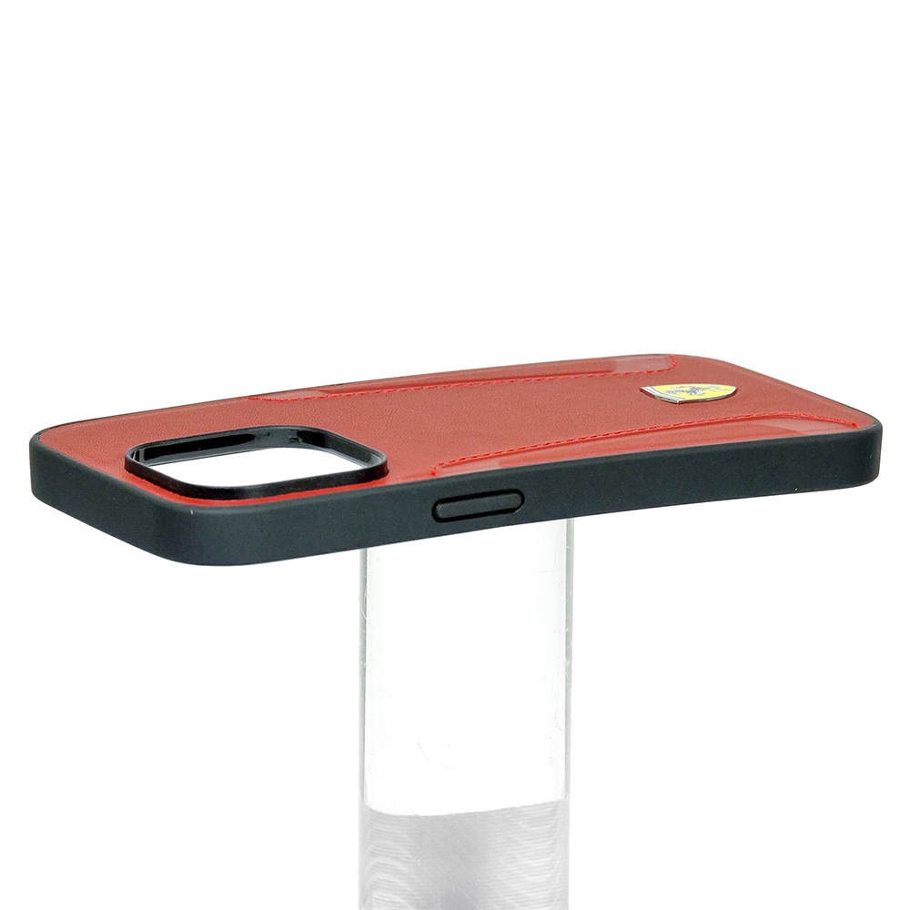 フェラーリ iPhone 14Pro マグセーフ レザー バックカバー レッド FEHMP14LRBUR