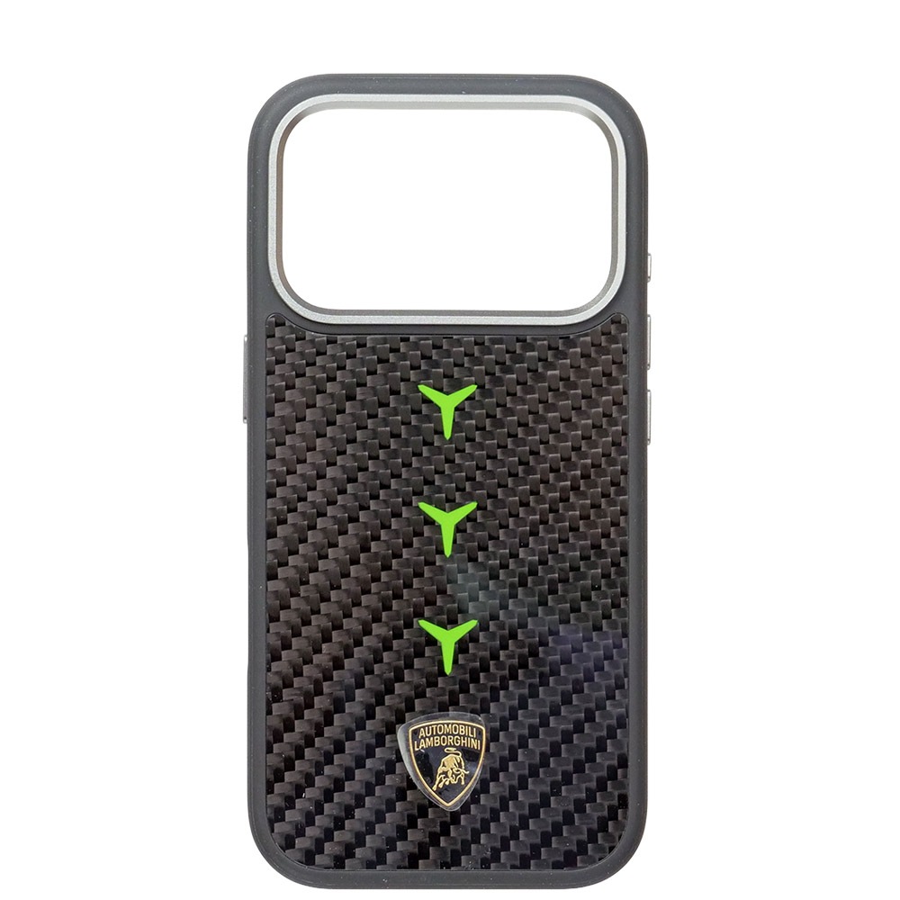 ランボルギーニ iPhone 17Pro リアルカーボン バックカバー レヴエルト D4 グリーンマグセーフ対応 LB-TPUPCMIP17P-RE/D4-GN